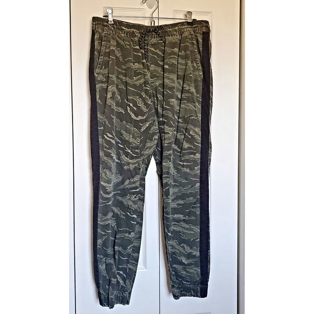 Tiger Camo Large Pant Vintage Grunge Elastic Pockets Army Green Outdoor Y2K
